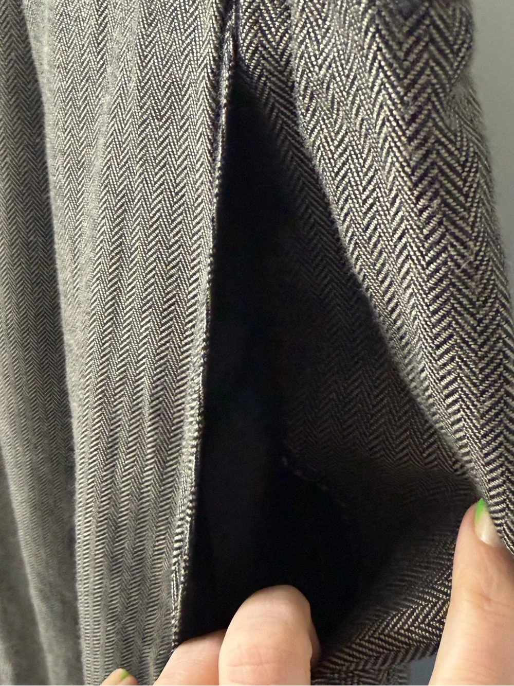 Vintage Rena Rowan Saville Herringbone Lined Pencil Skirt Pockets Dark Academia